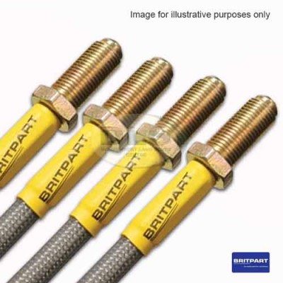 Flexible Brake Hose Set Braided Britpart Stainless Steel Standard Land Rover Discovery 1 to VIN JA034313 DA2410S