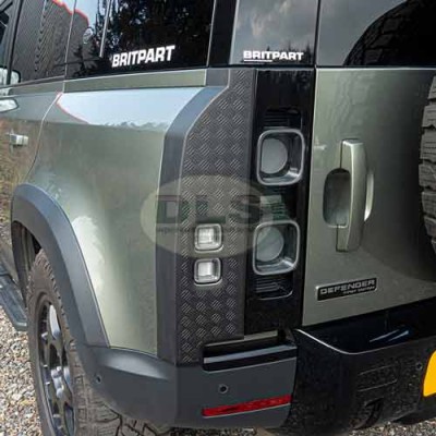Light Panel Trim Chequer Style Protector Kit Rear Grey NEW Defender 2020 on DA2976  in situ