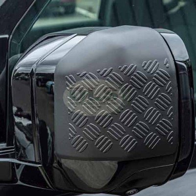 Door Mirror Chequer Plate style Protection Set Land Rover NEW Defender 2020 on DA3394 in situ
