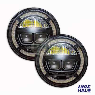 Headlight Set LED Sealed Beam LYNX HALO Land Rover Defender RHD to 2016 DA3462