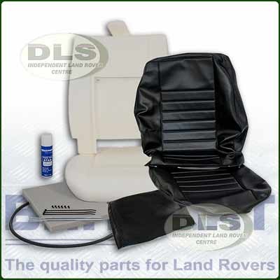 Outer Seat Re-trim Kit BLACK VINYL c/w Adhesive - Defender to 2007