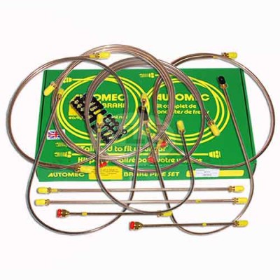 Brake Pipe Set 4cyl/6cyl AUTOMEC Land Rover Series 3 LWB RHD to Jun 1980 109V8 to 1981 Dual Line DA7410