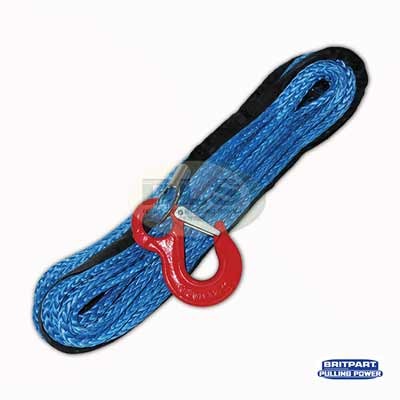 Winching Rope 12 strand Synthetic HMPE with Hook 11mm x 28m BRITPART DB1309